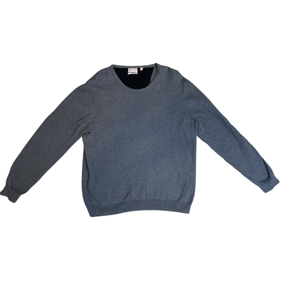 Hickey Freeman Pullover Mens Size XL Gray Cotton Cashmere Preppy Casual Sweater